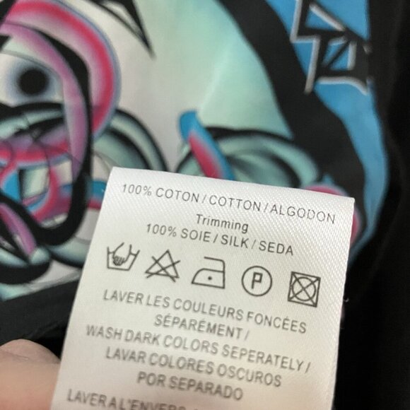 Sandro Top Womens‎ 2 Silk Front Geometric Long Sleeve Blue Black - Picture 2 of 7